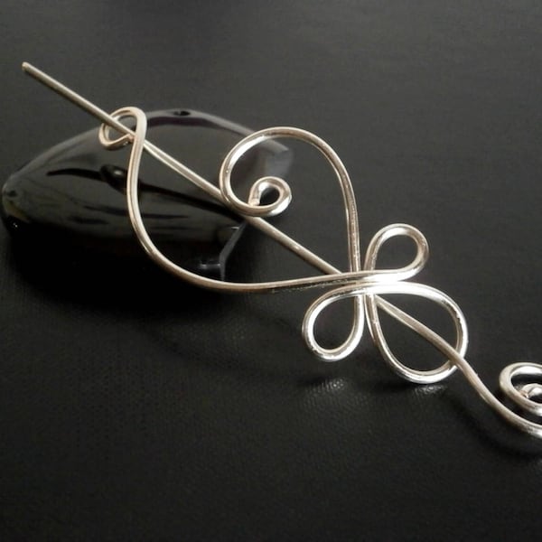 Celtic Silver Plated Shawl Pin: Wire Knit Brooch