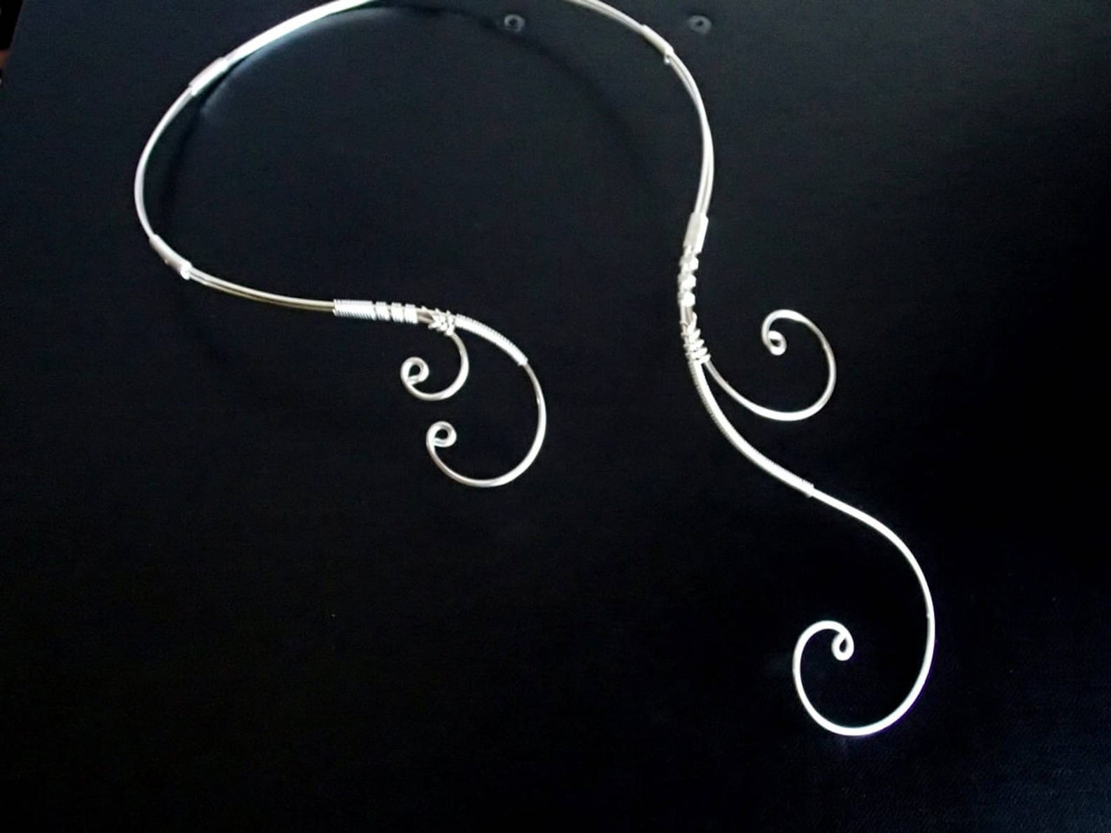 Silver Necklace Collar Statement Necklace Wire Necklace Etsy