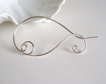 Shawl Pin, Scarf Pin, Sweater Brooch, Knitting Accessories, Silver Wire pin, Gold Wire pin, Copper Wire pin