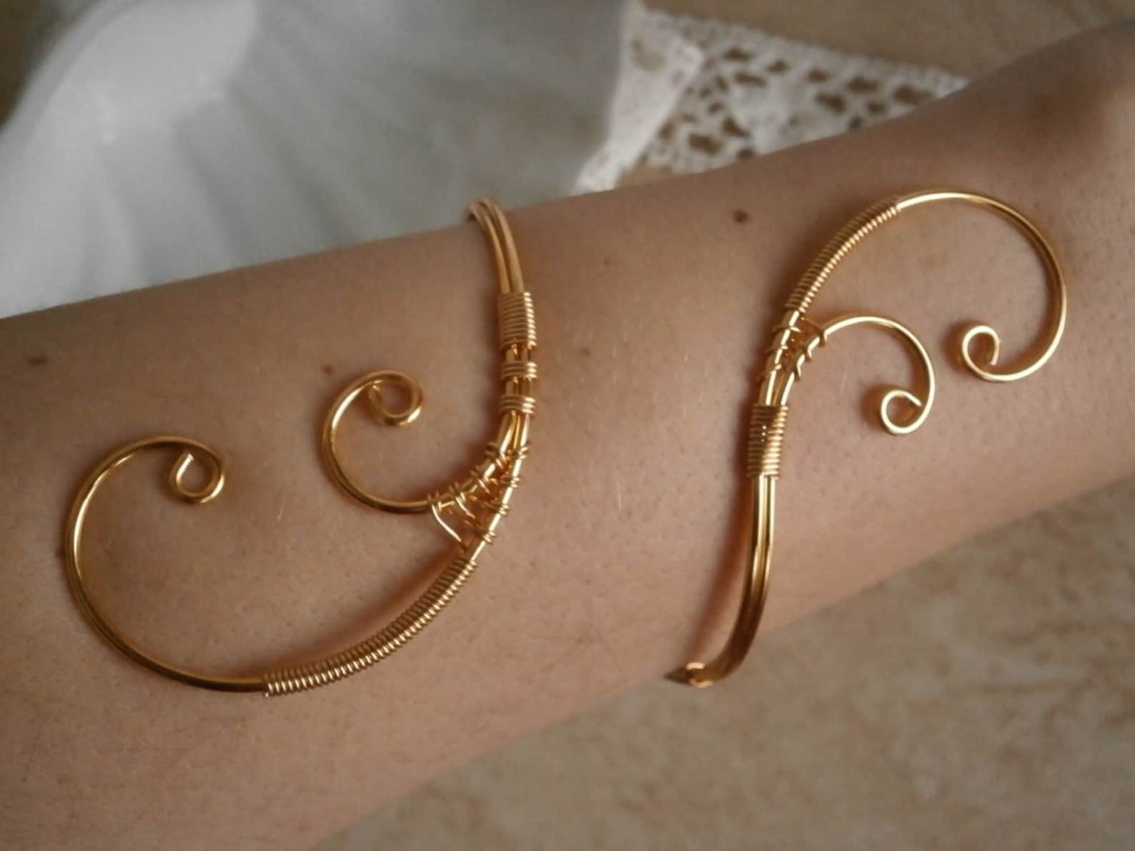 Gold Bracelet Cuff Bracelet Arm Cuff Spiral Arm Band Arm Etsy