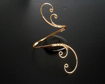 Gold Bracelet, Cuff Bracelet, Arm cuff, Spiral Arm Band, Arm Bangle, Arm Bracelet, Wire jewelry