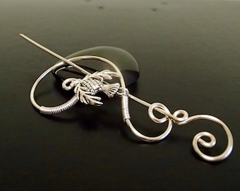 Thistle Brooch pin, Shawl Pin, Scarf Pin, Sweater Brooch, Knitting Accessories, Silver Wire pin