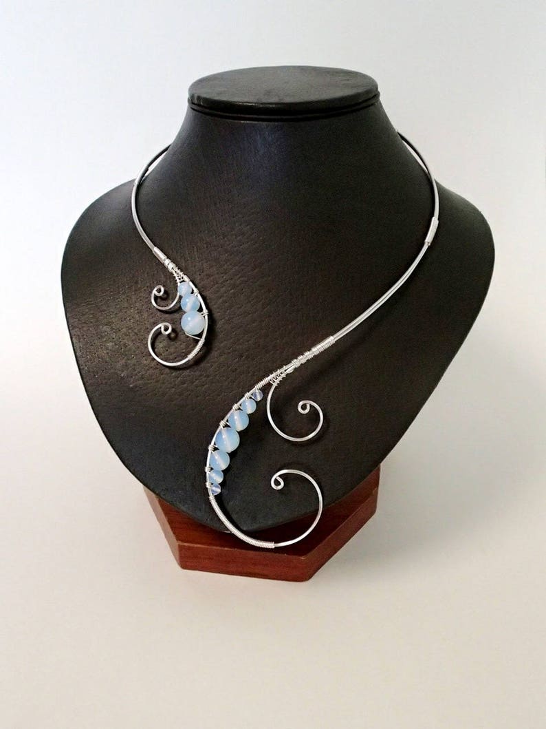 Silver Necklace Collar Necklace Statement Necklace Wire Etsy