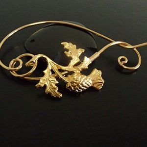 Scottish Thistle Brooch pin, Shawl Pin, Scarf Pin, Sweater Brooch, Knitting Accessories, Gold Wire pin image 3