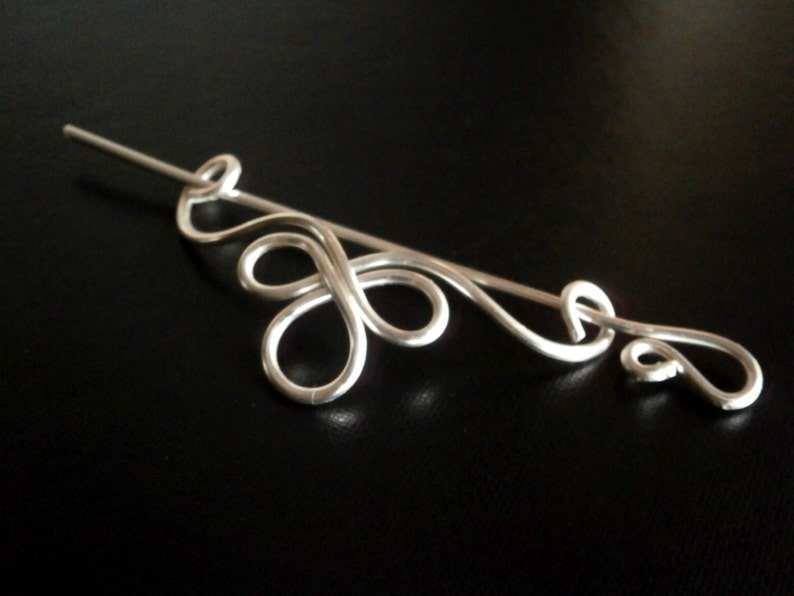 Celtic Shawl Pin, Scarf Pin, Sweater Brooch, Hair Pin, Knitting Accessories, Silver Wire pin image 3