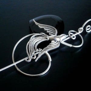 Phoenix Brooch pin, Shawl Pin, Scarf Pin, Sweater Brooch, Knitting Accessories, Silver Wire pin