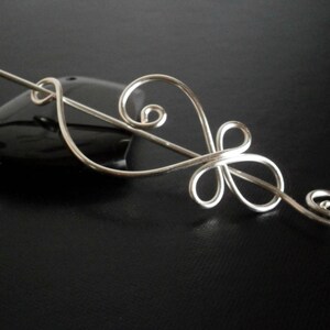 Celtic Shawl Pin, Scarf Pin, Sweater Brooch, Hair Pin, Knitting Accessories, Silver Wire pin image 3