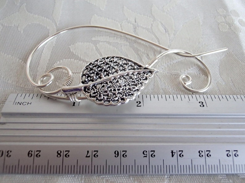 Leaf Shawl Pin, Scarf Pin, Wire Wrapped Jewelry, Pin for knitters, Wirework image 5