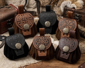 Keltischer Knoten Leder Gürteltasche, Mittelalter Cosplay Gürteltasche, Wikinger Renaissance Gürteltasche, LARP Kostüm Beutel