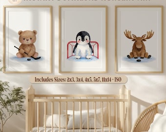 Ice Hockey Nursery Print, Hockey Art Nursery Wall Décor, Nursery Hockey Art for Sport Themed Room, Boy Toddler Playroom, Digital Print