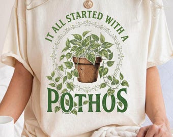 Funny Pothos Houseplant Comfort Colors® Shirt, Plant Lover Tee, Cute Indoor Plant Graphic Gift for Plant Mom Friend