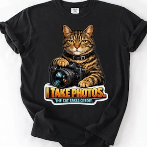 Feline Photographer's Assistant Comfort Colors® T-Shirt, Cat Photographer Shirt, Funny Camera Lover Tee, Gift for Cat Lover