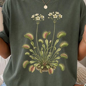 Carnivorous Plant Shirt, Comfort Colors® Vintage Botanical Tee, Venus Flytrap Nature Lover Gift