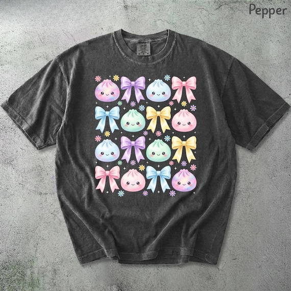 Kawaii Dumpling Shirt Comfort Colors®, Cute Pastel Foodie Tee, Happy Asian Food Design, Dumpling Lover Gift for Kids Girls