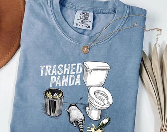 Camiseta divertida de mapache borracho Comfort Colors® Trashed Panda, regalo divertido con humor animal, camiseta con gráfico de mapache vintage