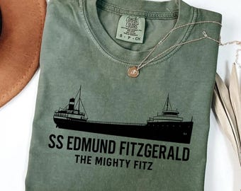 Koszulka Great Lakes Men Women Mighty Fitz Lake Superior SS Edmund Fitzgerald, prezent z historii rozbitego statku, koszulka z grafiką o legendzie marynistycznej
