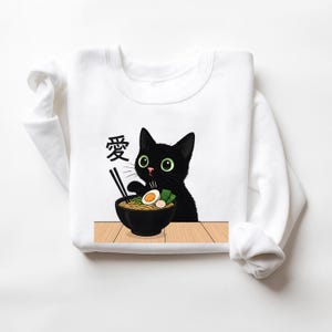 Comfort Colors® Ramen katttröja, söt kawaii anime nudelkattgåva, japansk ramenälskare mysig grafisk tröja