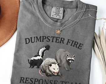 Dumpster Fire Response Team Comfort Colors® T-Shirt, lustiges Waschbär-Opossum-Meme-Chaos-Geschenk, sarkastisches Humor-Grafik-T-Shirt