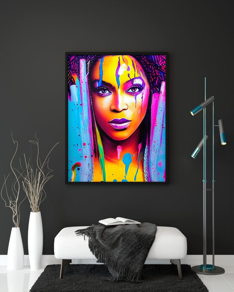 Beyoncé Vibrant Pop Art Portrait – Digital Download, Modern Colorful ...