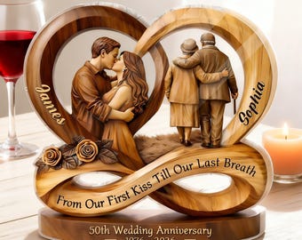 Personalized 50th Wedding Anniversary Plaque, Custom Couple Infinity Keepsake, Golden Anniversary Gift for Parents