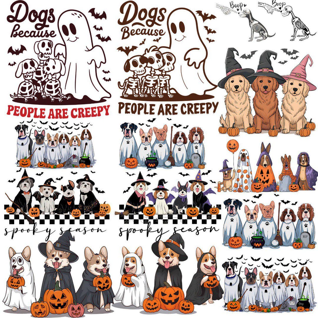 Halloween Dogs PNG Bundle, Spooky Ghost Dog Clipart People Are Creepy ...