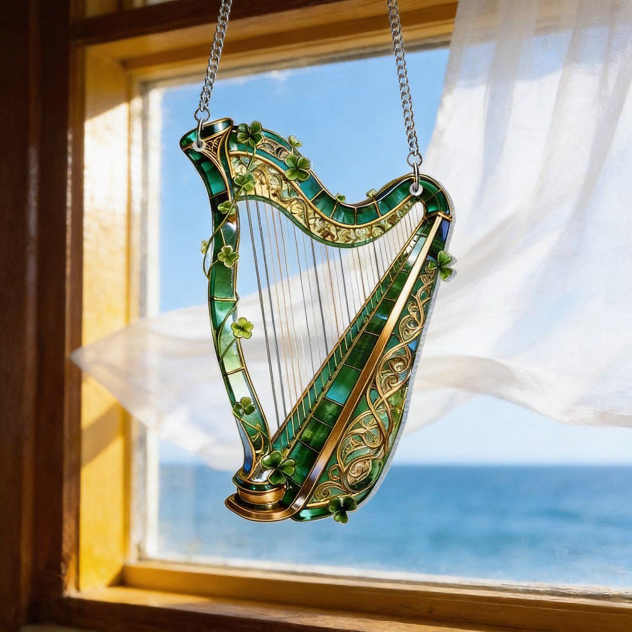 Irish Window Topper Irish Harp Suncatcher, Celtic Acrylic Window Hanging, Irish Decor Gift ...