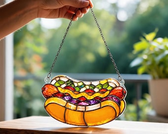 Hot Dog Suncatcher, Funny Food Window Hanging Decor Gift
