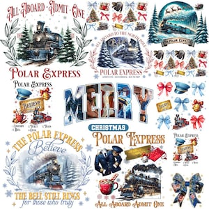 Polar Express PNG Bundle, Christmas Train Clipart Digital Download, Believe Ticket Holiday Sublimation, Vintage Winter Railway Art