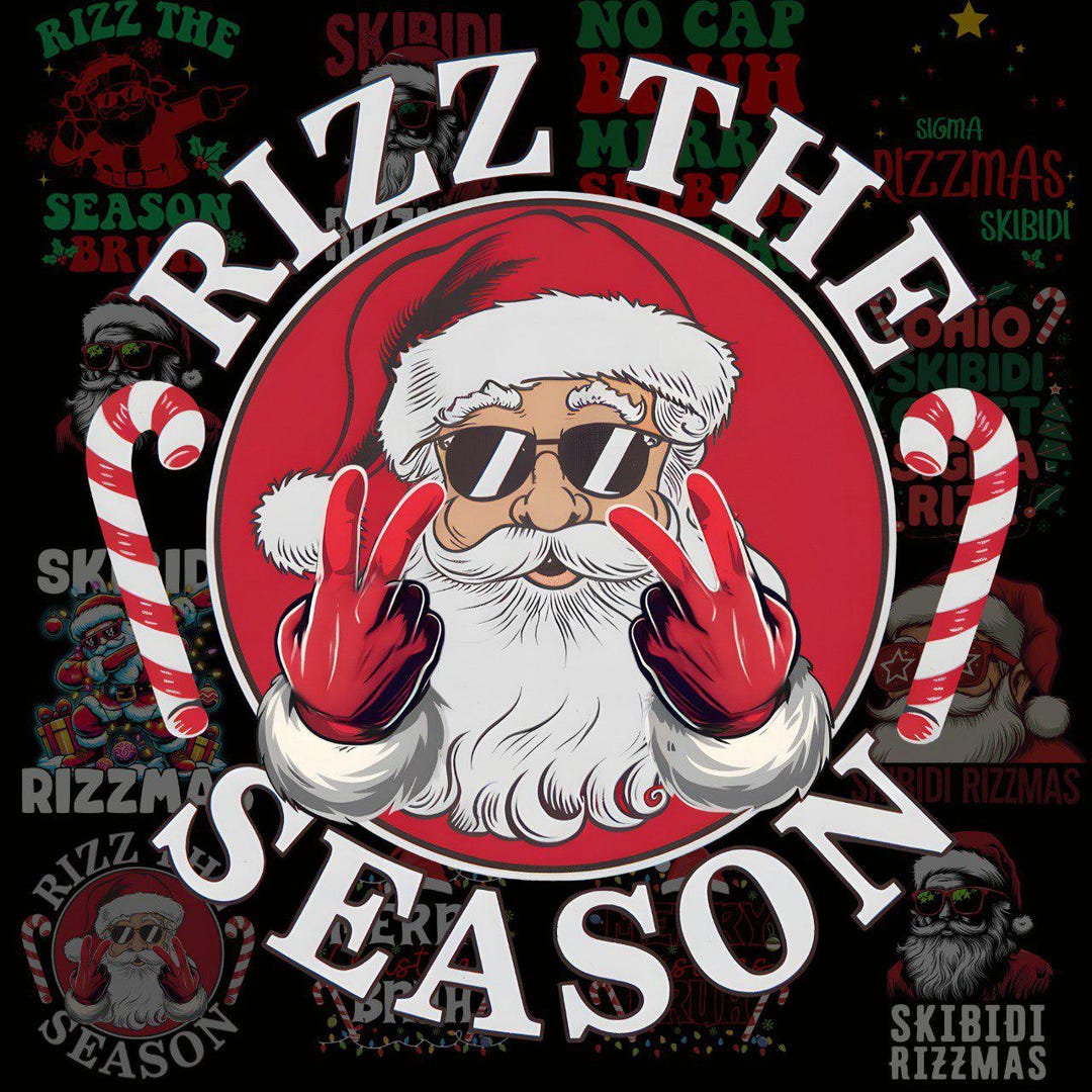 Snata Rizz Rizz the Season PNG Bundle, Cool Santa Meme Clipart, Funny Christmas ...