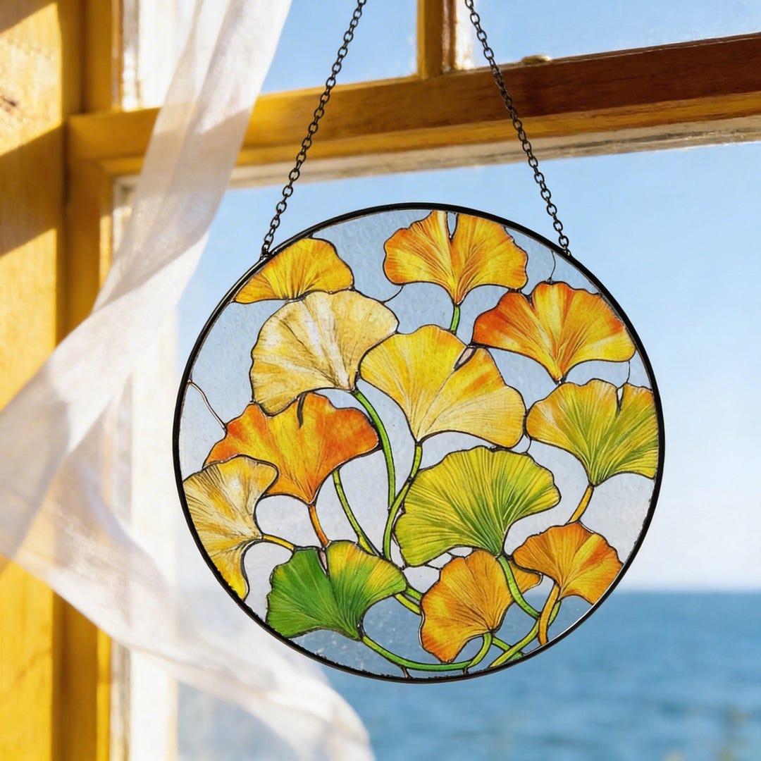 Gingko Window Ginkgo Leaf Suncatcher Botanical Window Hanging Nature Decor Acrylic ...