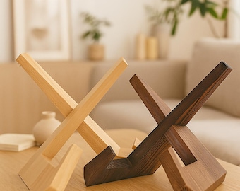 Foldable Wooden Cookbook Stand Minimalist Book Holder Natural Kitchen Display for Cookbooks, Tablets, Record Display Holder