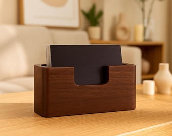 Minimalist Wooden Business Card Holder Solid Wood Desk Organizer for Office, Professional Card Stand, Wooden Name Card Display 11.7 cm