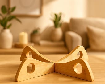 Wooden Cross Trivet Heat-Resistant Stand Natural Anti-Slip Mat for Hot Pots & Pans