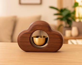 Cloud Shaped Wooden Wind Bell Chime Minimalist Doorbell Ornament Handcrafted Home Decor Zen Entryway Decoration Gift