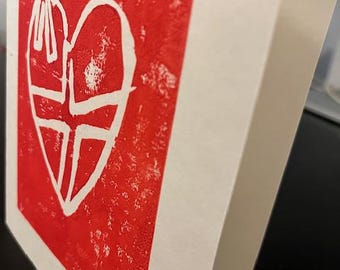 Heart Lino Print | Hand Printed |Original