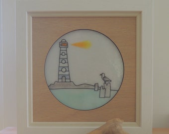 Handmade fused glass lighthouse picture
