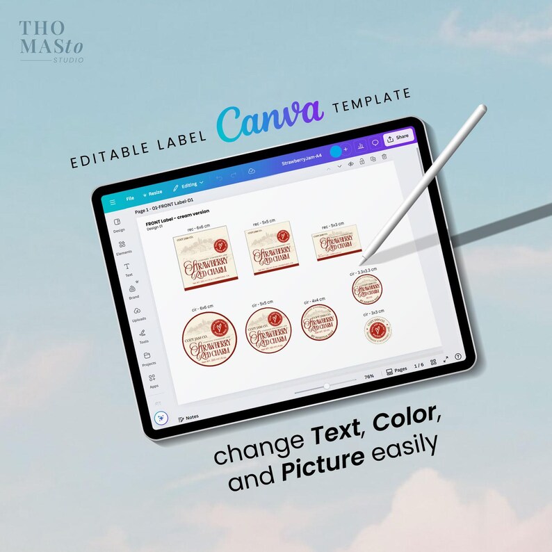 Editable Jam Label Template: Printable Jar Stickers, Canva Bundle - Etsy