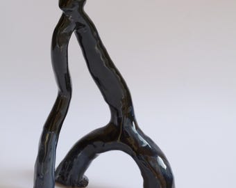 Glazed Ceramic Sculpture "HOMME NOIRE"