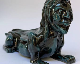 Glazed ceramic sphinx – One of a kind