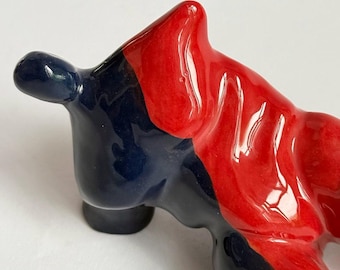 Abstract Ceramic Sculpture- Red and Blue human figure