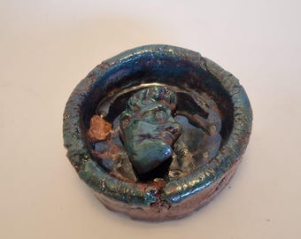 “David” Ashtray – Handcrafted glazed ceramic with ocean reflections