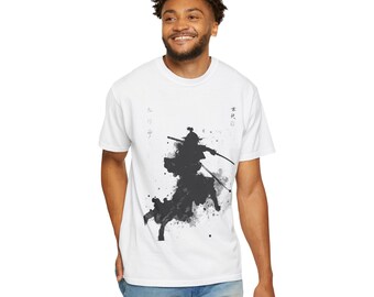 Ink Wash Samurai T-shirt | Sumi-e Warrior Brushstroke Design