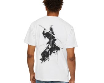 Ink Samurai Illustration T-shirt | Black Brushstroke Back Graphic