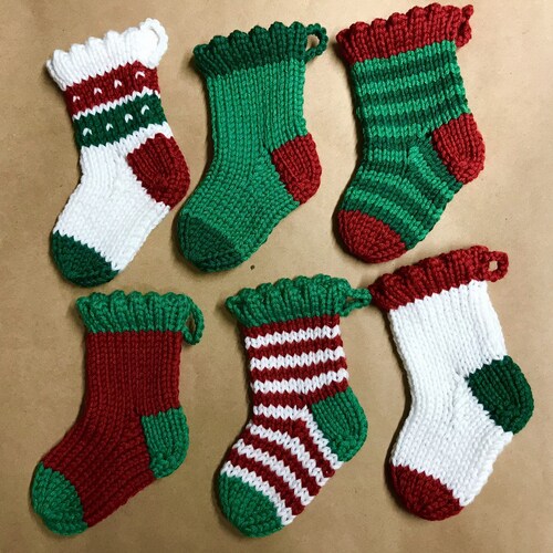 Knit Mini Christmas Stocking/ SET OF 6 Small Miniature Etsy