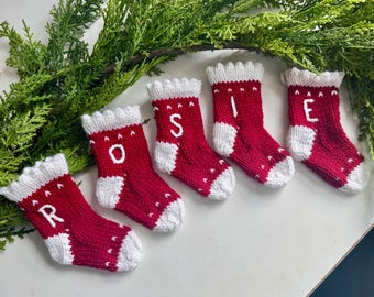 Personalized Knit Mini Stockings - Name Letter Garland