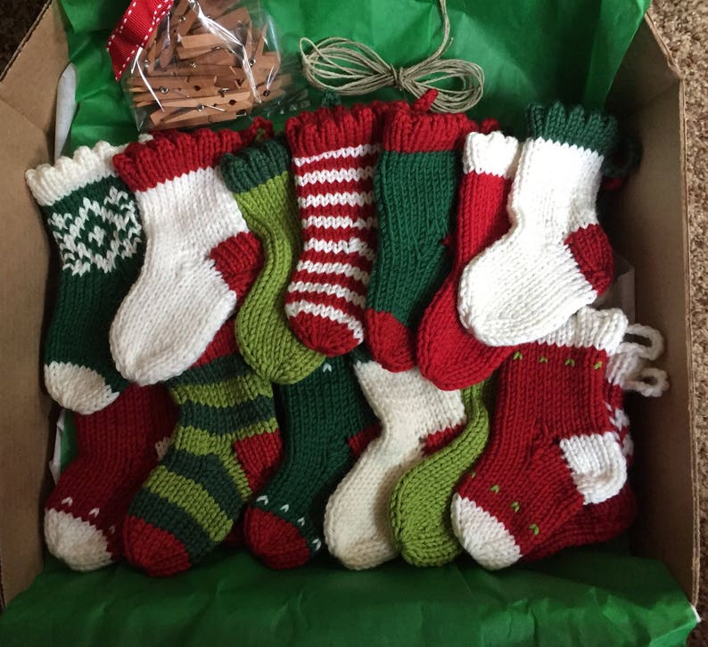Advent Calendar 24 hand knit mini stockings image 7