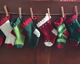 12 Days of Christmas Stockings, hand knit mini stockings