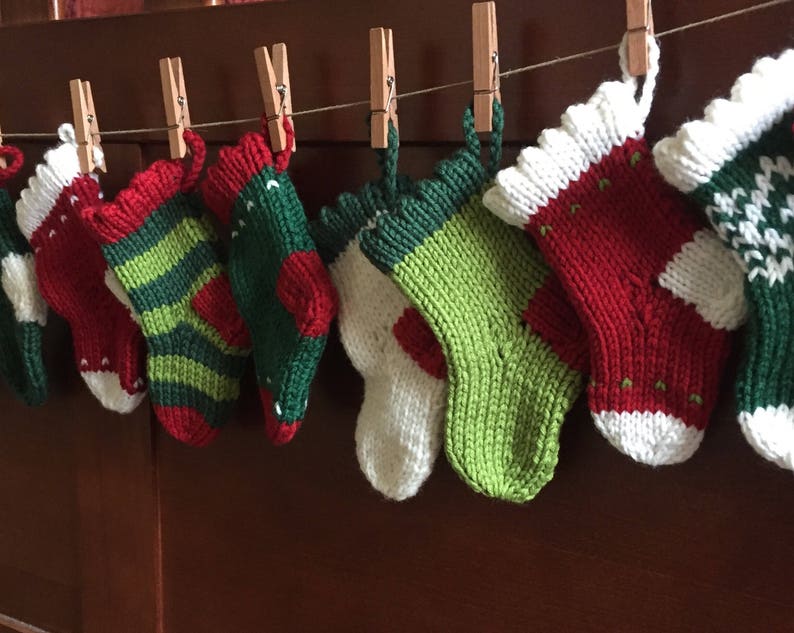 Advent Calendar 24 hand knit mini stockings image 1