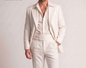 Men's White 3-Piece Retro Suit | 1970s Disco Outfit, Flared Trousers