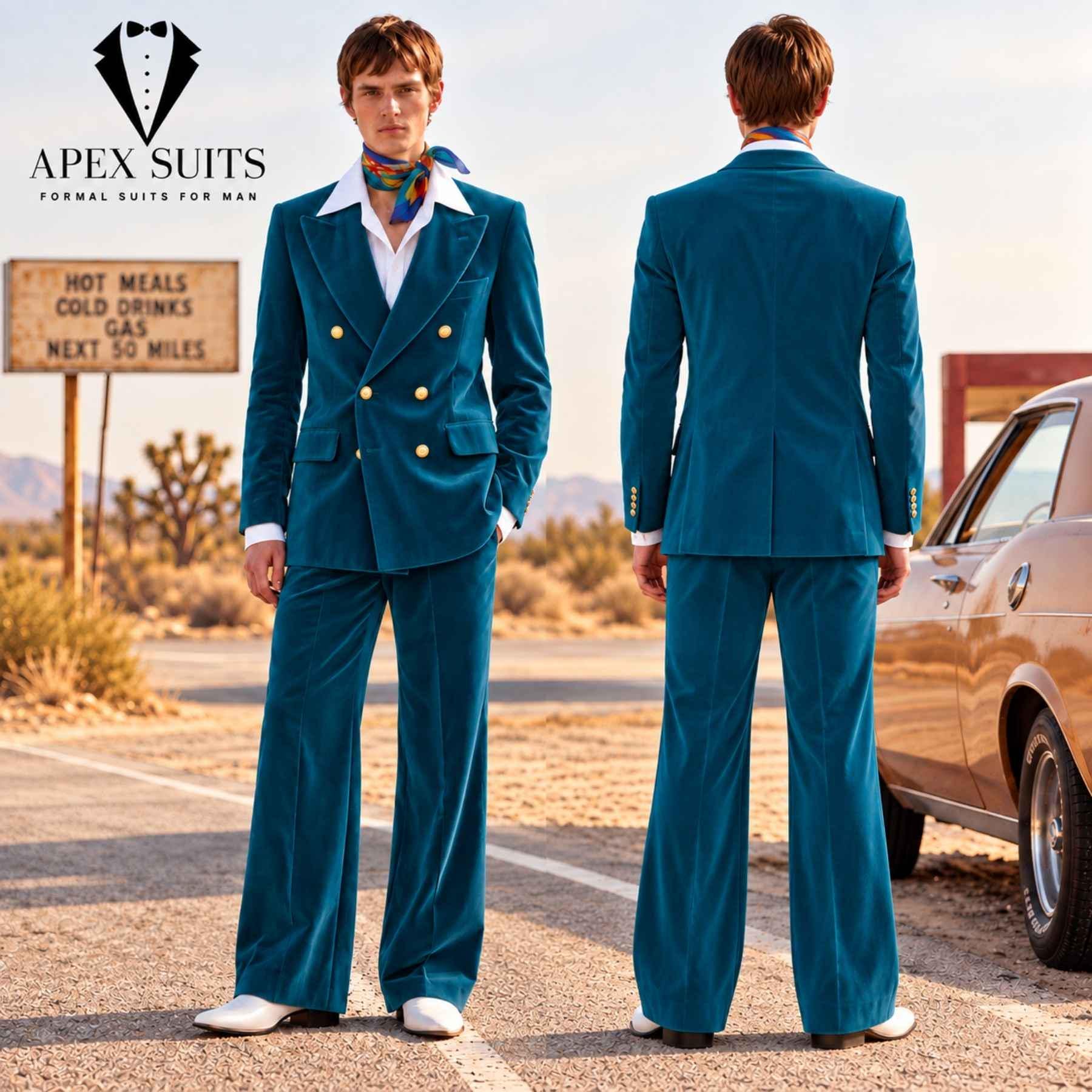 70s Mens Blue Suit - Etsy Finland